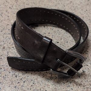 ORVIS/ "Double Stitched" Pattern/Dark Brown Leather Belt